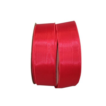 RELIANT RIBBON 20.5 in. 50 Yards Bengaline Moire Wired Edge Ribbon, Red 4850M-065-40K